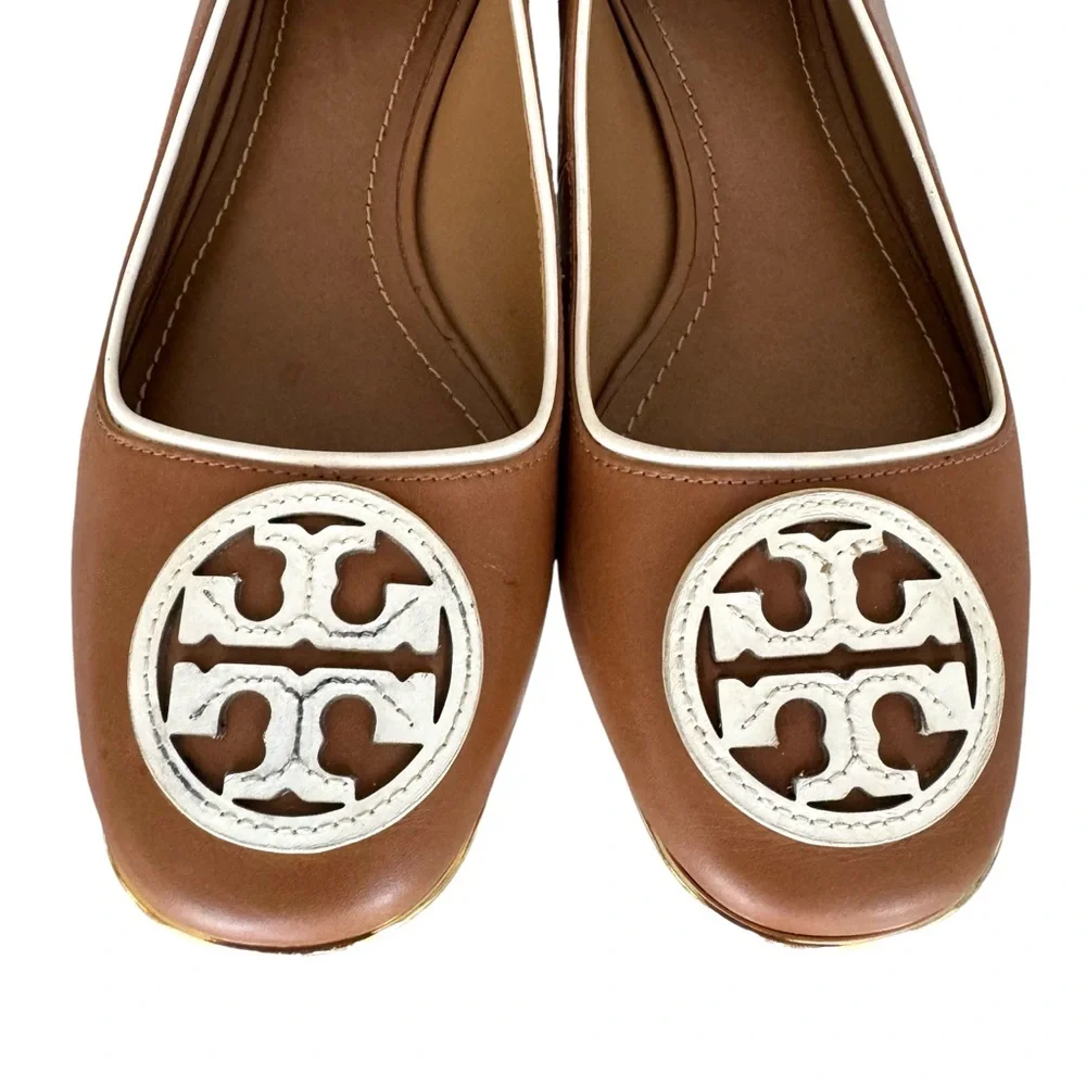 Tory Burch Chelsea Flats Leather Interlocking Double T Logo Ballet Flat Shoes